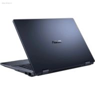 Laptop convertibil ASUS ExpertBook B3 Flip B3402FVA-EC0800 văzut din spate și lateral, parțial deschis în mod laptop, evidențiind balamaua 360°.