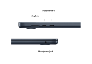 Laptop Apple MacBook Air 15", Procesor Apple M4 CPU cu 10 nuclee, GPU cu 10 nuclee, 15.3"(2880 x 1864) IPS 500nits, ram 32GB, 1TB SSD, tastatura INT, culoare Midnight, macOS Sequoia