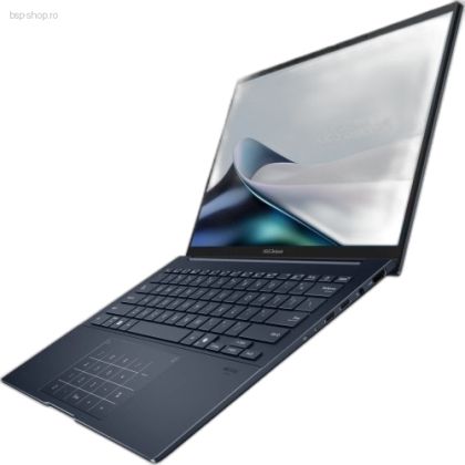 Laptop ASUS Zenbook 14 OLED UX3405CA-PZ314X privit din unghi dreapta ecran pornit.