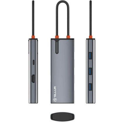 Hub USBC 3.0 Tellur Basic, 4 port, gri