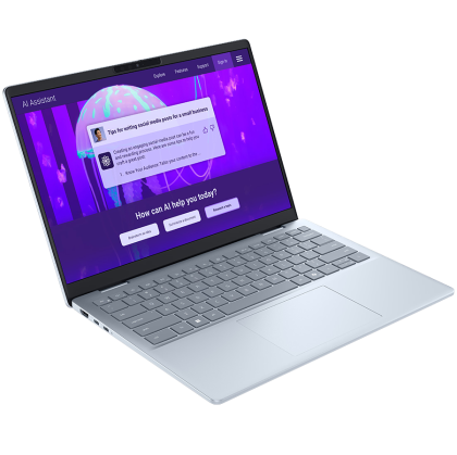 Laptop Dell 14 Plus, Procesor Intel Core Ultra 9 288V up to 5.1GHz, 14" 2.5k (2560x1600) anti-glare 300nits, ram 32GB onboard 8533MHz LPDDR5x, 1TB SSD M.2 PCIe NVMe, Intel Arc graphics, culoare Ice Blue, Windows11 Pro
