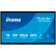 Iiyama ProLite TE7515A-B1AG - 75" Diagonal Class (74.5" viewable) LED-backlit display interactive digital signage with touchscreen (multi touch) / 8-microphone array / optional slot-in PC capability 4K UHD (2160p) 3840 x 2160 black (bezel) matte