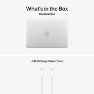 Laptop Apple MacBook Neo 13", Procesor Apple A18 Pro, CPU cu 6 nuclee, GPU cu 5 nuclee, Neural Engine 16 nuclee, 13"(2408 x 1506) IPS 500nits, ram 8GB, 256GB SSD, tastatura INT, culoare Silver, macOS Sequoia