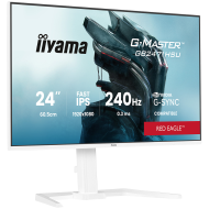 24" WHITE Fast IPS Gaming, G-Master Red Eagle, G-SYNC Compatible, 1920x1080 at 240Hz, 350cd/m2, 2x HDMI, DisplayPort, 0.4ms MPRT, Speakers, USB hub 1x3.2 1x USB-C, Black Tuner, 15cm height adjustable stand