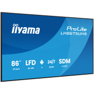 IIYAMA LFD LH8675UHS-B2AG 86" 4K UHD IPS 3840x2160 500cd 1400:1 8ms Android 11 OS, iiSignage2, iiControl, iiShare, EShare, FailOver, Landscape, Portrait