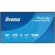 IIYAMA LFD LH8675UHS-B2AG 86" 4K UHD IPS 3840x2160 500cd 1400:1 8ms Android 11 OS, iiSignage2, iiControl, iiShare, EShare, FailOver, Landscape, Portrait