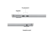 Laptop Apple MacBook Air 13", Procesor Apple M5 CPU cu 10 nuclee, GPU cu 10 nuclee, Neural Accelerators, 13.6"(2560 x 1664) IPS 500nits, ram 24GB, 512GB SSD, tastatura US, culoare Silver, macOS Tahoe